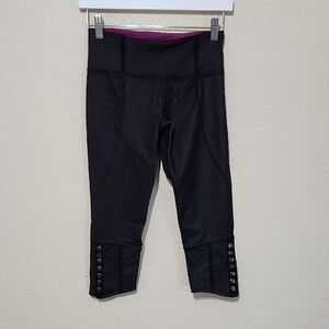 Lululemon Athletica Black Leggings with Purple Waistband